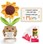 Gossby Gift for Mom from Daughter, Son, Kids - Sunflower Crochet with Card - I Always Need You MOM - Mothers Day, Christmas, Birthday Gift - Emotional Support Plush for Mama