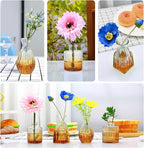 Mapoxy Glass Bud Vases Set of 4,Small Brown Flower Vases for Wedding Centerpiece Table Decorations,Clear Vintage Embossed Mini Vases,Flower Arrangements in Vases for Party or Home Decor