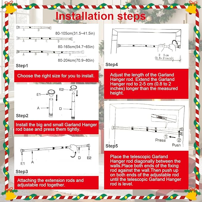 Easter Wreath Garland Hanger for Front Door , Adjustable Fits 18"- 51" Door Widths , Heavy-Duty Valentine Daily Decoration Holder for Wreaths, Lights & More , No Screws, Drilling, No Damage Door