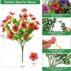 Homsunny Artificial Fake Flowers Plants Outdoors Spring Decor, Faux Flowers Silk Daisy Eucalyptus Plants UV Resisitant for Outside Planter Pot Front Porch Garden Patio Decoration(12 Bundles)