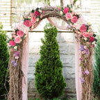 JUOPZKENN Artificial Rose Flower Swag, Wedding Arch Flowers 25in Decorative Swag Pink Peony Decorative Floral Swags Green Leaves Chair Back Flower for Wedding Arch Front Door Wall Decor(#1)