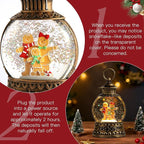 Christmas Snow Globe,Gingerbread Man Musical Snow Globe Lantern Lights with 6H Timer Battery & USB Powered, Retro Style Holiday Glitter Globe for Xmas Home Decoration Holiday Party Gifts