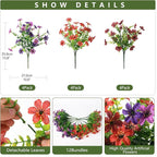 Artificial Fake Outdoor Plants Flowers for Spring Decoration, 12 Bundles UV Resistant Faux Daisy Silk Flower with Eucalyptus Stem for Outside Planters Porch Patio Yard Window Garden (Mix 4 Colors)