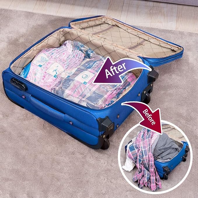 MEIQIHOME Vacuum Storage Bags, Space Saver Sealer Bags,Vacuum seal bags for clothing, Pillows, Comforters, Blankets, Bedding,6 LARGE