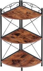 VECELO Corner Table/Cabinet with Storage Shelves, Free-Standing Organizer for Compact Space in Living Room/Study/Lobby/Bedroom