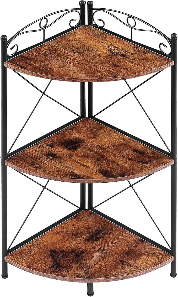 VECELO Corner Table/Cabinet with Storage Shelves, Free-Standing Organizer for Compact Space in Living Room/Study/Lobby/Bedroom