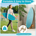 GYMAX Balance Board for Adults, 330LBS Wobble Boards with Storage Rack, Wooden Exercise Balancing Stability Trainer for Improve Balance, Surfing, Skate, Yoga, Skateboarding
