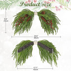 Artificial Christmas Swags with Norfolk Pine, Red Berries and Pinecones, 24" Christmas Thanksgiving Decorations for Front Door, Mantel, Staircase, Window, Xmas Décor