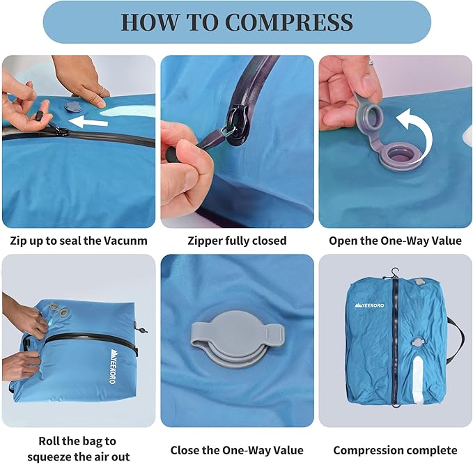 Vacuum Bags for Travel, Professional IP67 Reusable Vacuum Compression Bags for Travel Suitcases and Backpack, Durable Space Saver Bag (2 PACK, No Pump)