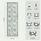 Botanical Floral Washable Runners for Hallways Area Rug 2x6 Light Green Cream Vintage Garden Design, Perfect for Carpet for Kitchen Bedroom Bathroom Laundry Room