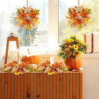 12 Pcs Fall Floral Swags Wreaths Mini Autumn Artificial Candle Rings Wreaths with Berries 3 inch Farmhouse Cabinets Hanging Wreath for Pillar Front Door Porch Wall Window Decoration