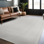 Micro Loop Indoor Rug White 5x7 Boho Geometric Neutral Area Rugs for Living Room Soft Luxury Modern Low and High Pile Durable Stain Resistant Non-Shedding Indoor Area Carpet 5 x 7