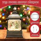Christmas Snow Globe Lantern with Snowman 8 Music Songs & 6H Timer Water Snow Globe Lantern USB & Battery Operated for Christmas Festival Decorations Gifts (Snowman)