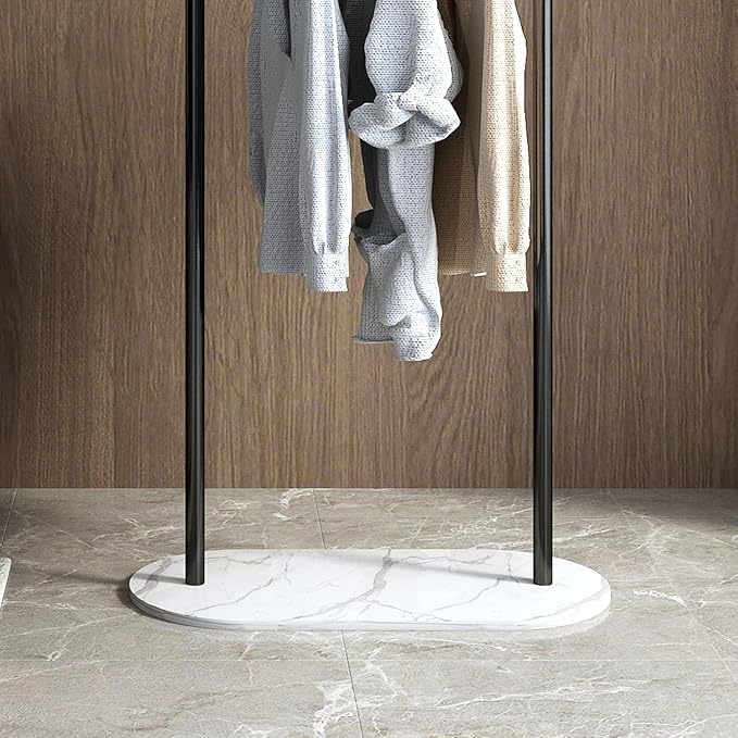 Freestanding Clothing Rack with Marble Base,Modern Black Arch Garment Rack for Small Spaces,Sturdy Metal Coat Rack,Clothes Racks for Hanging Clothes in Bedroom,Closet,Entryway,Boutique Display