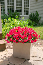 HyeFlora Artificial Faux Outdoor Flowers Plants for Spring Summer Decoration, Fake Silk Hotpink Camellia UV Resistant Look Real for Planter Outside Front Door Porch Patio Balcony, 3 Large Bundles