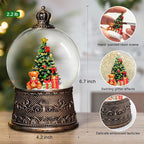 Christmas Snow Globes Lantern with Music, Christmas Tree Snow Globes with Swirling Glitter Effects, USB/Battery Powered with 6-Hour Timer, Holiday Decorations Indoor