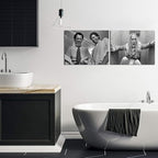 Framed Funny Movie Bathroom Canvas Wall Art Set of 2 – Black and White Vintage Comedy Movies Wall Decor, Humor White Chicks Posters Prints for Bathroom Toilet Humour Signs – 16x24in