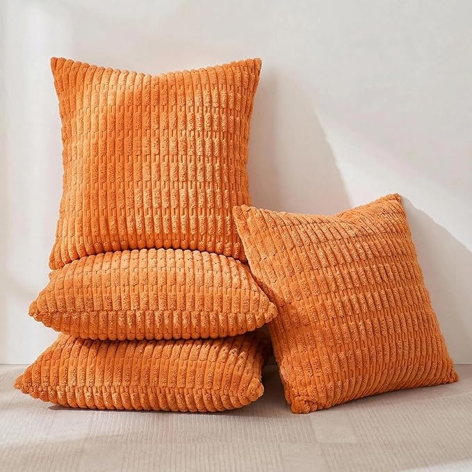Fancy Homi 4 Packs Decorative Throw Pillow Covers for Living Room Couch Bed, Modern Farmhouse Boho Home Décor Accent Cushion Case, 26" x 26", Orange