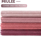 MIULEE Pack of 4 Purple Pink Valentines Corduroy Decorative Throw Pillow Covers 18x18 Inch Soft Boho Striped Pillow Covers Modern Farmhouse Spring Home Decor for Sofa Living Room Couch Bed