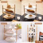 3-Tier Expandable Bamboo Corner Shelf - Dish/Plate Organizer for Cabinet, Kitchen Counter Shelf & Small Kitchen Shelf, Adjustable (Natural, 1-Pc 11.4" H)