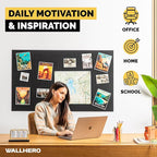 WALLHERO Large Bulletin Board, Tack Board, 59"x36" | 15 Pack | Wall Pin Board, Cork Board Alternative for Walls, Tablero de Corcho para Pared, Cord Board for Wall (Black Slats)
