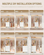 Closet System, Closet Organizer System with 4 Hang Rods, Walk-in Wooden Storage Systems with 2 Drawers & Shoe Cabinet, Fits Spaces 4-9.8FT, Wardrobe Clothes Rack Garment Rack, White MC00103E
