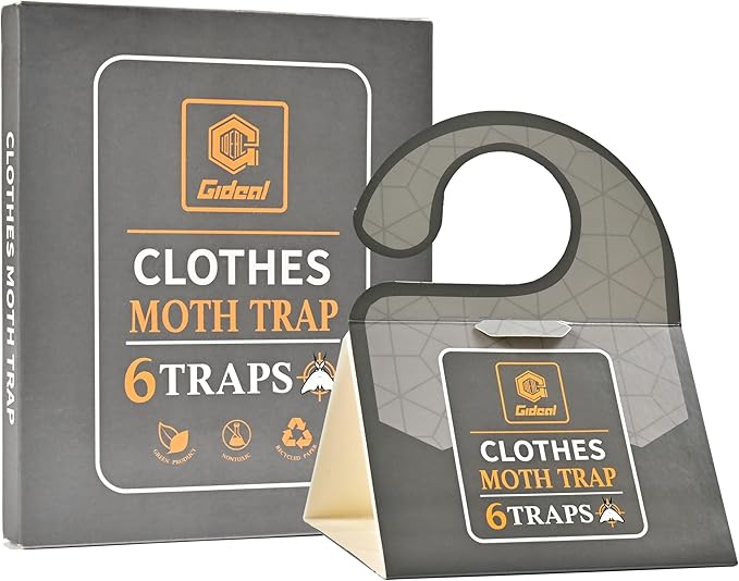 GIDEAL Pantry Moth Trap with Pheromones Prime for Clothes House Carpet, Cupboard 6 Pack (Clothes Moth Trap)