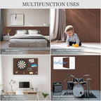 Large Felt Cork Board Alternative - 36" x 24" Bulletin Board with 30 Pushpins, 6 Pack Adhesive Cork Board, Sound Absorbing Fabric Wall Tiles, for Office Home Music Class, Red Brown