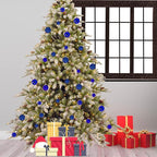 Emopeak 24Pcs Christmas Balls Ornaments for Xmas Christmas Tree - 4 Style Shatterproof Christmas Tree Decorations Hanging Ball for Holiday Wedding Party Decoration (Navy Blue, 1.3"/3.2CM)