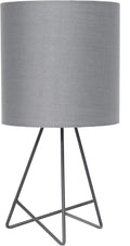 Simple Designs LT2066-GOG 14" Down to the Wire Metal Table Lamp with Fabric Shade, Gray with Gray Shade (Pack of 1)