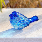 H&D HYALINE & DORA 3" Blue Glass Bird Figurine Miniature Blown Glass Birds Bird Gifts for Bird Lovers Women Men Animals Collectible Figurines for Desk Table Decor(Set of 2)