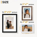 Vittanly Picture Frames Set of 10, Picture Frames Collage Wall Decor with Two 8x10, Four 5x7, and Four 4x6 Photo Frames, Gallery Wall Frame Set for Wall or Tabletop Display, Black, Brown and White