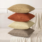 MIULEE Pack of 2 Corduroy Decorative Throw Pillow Covers 16x16 Inch Soft Boho Striped Pillow Covers Modern Farmhouse Home Decor for Sofa Living Room Couch Bed Rust