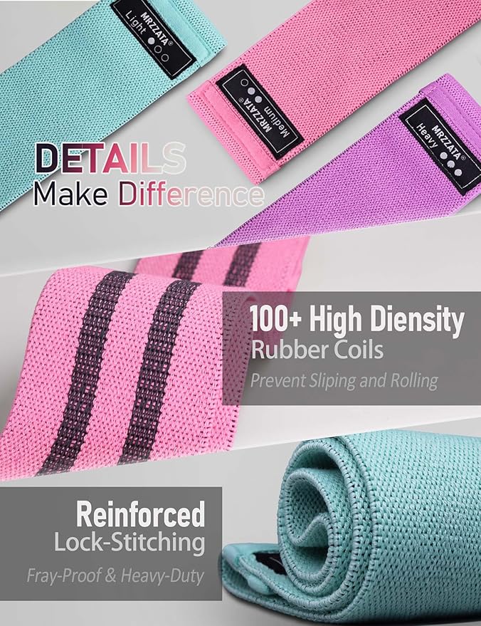 Resistance Bands for Working Out Hip and Legs, Fabric Booty Bands Set, Widen Exercise Bands for Women Men, Pilates Stretch Yoga Starter Set