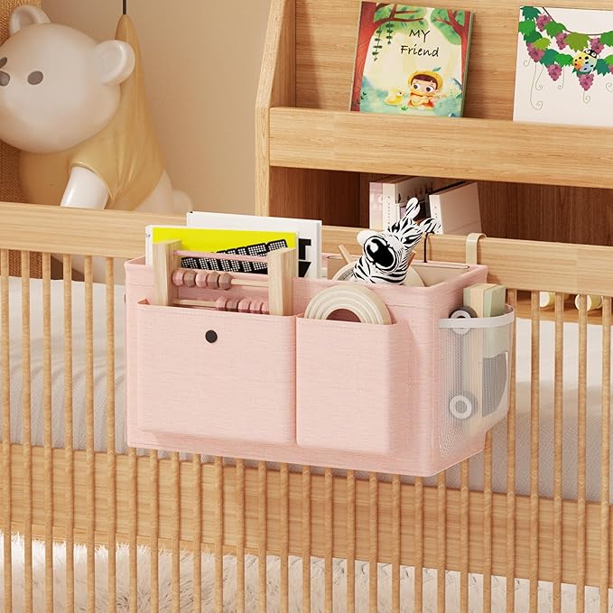 Edudif Bedside Caddy Bedside Organizer with Fixed Straps & Water Bottle Holder, Bunk Bed Caddy ideal for Home, Dorm, Hospital, Crib, Versatile Bedside Storage Solution
