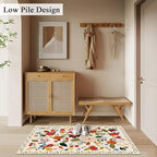 U'Artlines Indoor Door Mat Entrance Rug 2'x3'Soft Non Slip Machine Washable Floral Small Area Rug Carpet for Entryway Kitchen Bathroom Bedroom Beige