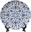 Turkish Decorative Plate Holder, 10 Inch, RoyalBlue Round Display Plate, Hanging Decorative Plate with Display Stand, Ceramic Craft for Wall Hanging Decorative