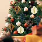 Gilprop 16 Pcs Christmas Paper Honeycomb Ornaments Paper Lantern Ornament 3D Hanging Honeycomb Balls Vintage Christmas Hanging Neutral Ornaments Decorations for Christmas Tree Xmas Holiday Party Decor