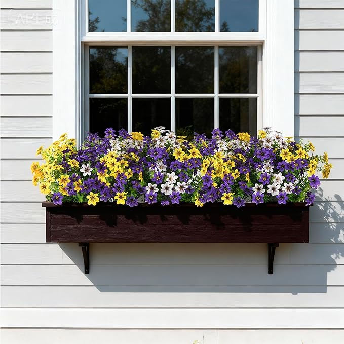 Artificial Flowers for Outdoor Faux Flower Spring Decoration, 12 Bundles Fake Plants Silk Daisy Bulk UV Resistant Realistic for Outside Porch Patio Balcony Planter Yard Garden Home Decor(Mixed 3)