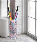 Abbott Collection Floral Print Patterned Umbrella Stand - Porcelain, Pink/Blue (18" H)