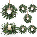 6 Pcs Artificial Summer Olive Wreaths Greenery Wreath Mini Green Kitchen Cabinet Wreaths Spring Wreath for Front Door Porch Wall Window Farmhouse Wedding Decoration