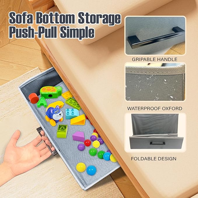 Under Couch Storage, 2 Pack Under Bed Containers, Foldable Under Sofa Storage keeps things out,Under Couch Storage Box for Toys,Blocks,Puzzles, Plush Dolls,Books(23.62 * 15.75 * 3.93in)