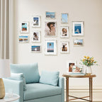 Vittanly 15 Pack Picture Frames Collage Wall Decor for Mounting or Tabletop Display, Gallery Frame Set for Family, Multi Sizes Including 3pcs 8x10, 6pcs 5x7, 6pcs 4x6, Distressed White