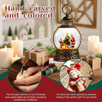 Christmas Santa Snow Globe, Christmas Musical Snow Globe Lantern Lights with 6H Timer Battery & USB Powered, Retro Style Holiday Glitter Globe for Xmas Home Decoration Holiday Party Gifts