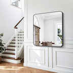 BONEWEI 36x40 inch Bathroom Mirror,Black Rectangle Mirror,Wall Mounted Bathroom Frame Vanity Mirror with Round Corner for Bedroom Living Room,Entryway Hangs Horizontal or Vertical