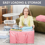 TICONN 4 Pack Extra Large Moving Bags Heavy Duty with Zippers & Carrying Handles, Durable Storage Bags Moving Boxes for Closet Organizers and Storage (4 Pack, Coral)