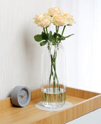 Large Clear Glass Vase for Flowers Bud Tall Glass Vases,H-12.6" Simple Striped Design for Home Floor Decor,Farmhouse Decor, Centerpiece Coffee Table Decorations