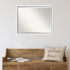 Amanti Art White Wall Mirror 24x30 Morgan White Blue Rectangle Bathroom Mirror for Wall Decor Living Room, Large Modern Wood Frame, Hangs Horizonally and Vertically, Bathroom Decor, Beveled Edge