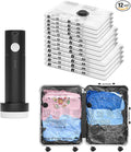 Vacuum Bags for Travel with Rechargeable Pump, 12 Combo (4L/4M/4S) Compression Packing Seal Bags for Luggage Suitcase, Space Saver for Clothing and Clothes Storage Travel