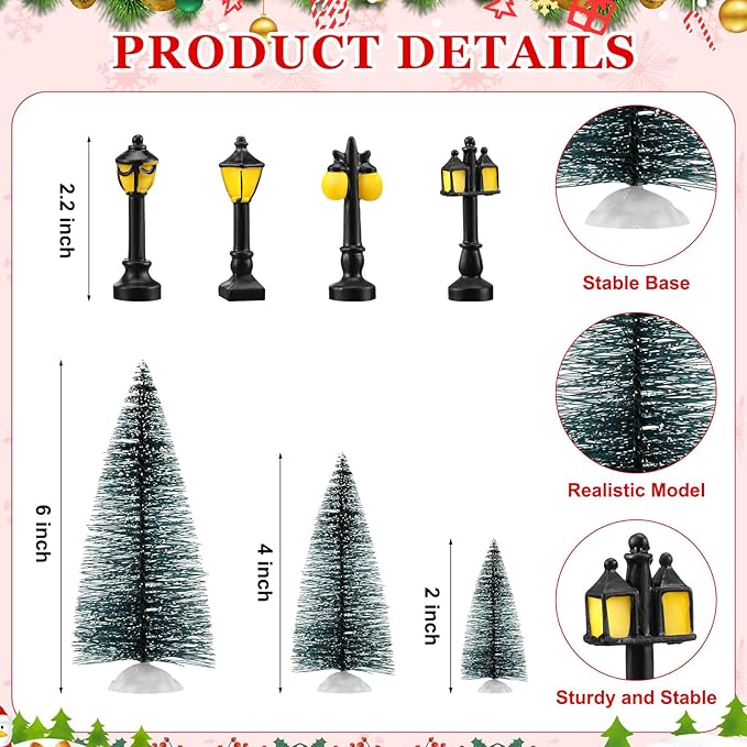 Liliful 36 Pcs Christmas Village Set Decoration Led Lighted Christmas Village House Scene Winter Houses Buildings Collection for Xmas Gifts Table Desktop Indoor Decoration Displays